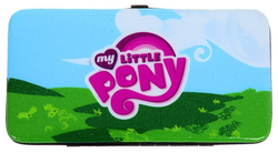 Size: 983x541 | Tagged: safe, g4, cloud, grass, grass field, logo, merchandise, my little pony logo, no pony, sky, wallet