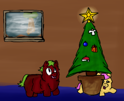 Size: 566x462 | Tagged: safe, artist:aichi, fluttershy, fluffy pony, g4, christmas, fluffyshy