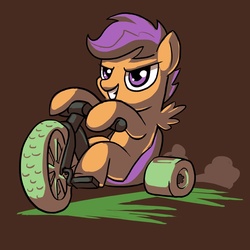 Size: 720x720 | Tagged: safe, artist:docwario, scootaloo, pegasus, pony, g4, female, filly, solo, tricycle