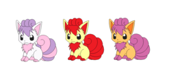 Size: 964x424 | Tagged: safe, artist:heartbreak656, apple bloom, scootaloo, sweetie belle, fox, kitsune, vulpix, g4, crossover, cutie mark crusaders, pixel art, pokémon