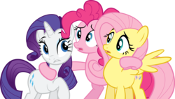 Size: 6672x3787 | Tagged: safe, artist:the-crusius, fluttershy, pinkie pie, rarity, earth pony, pegasus, pony, unicorn, g4, female, horn, mare, simple background, transparent background, trio, trio female