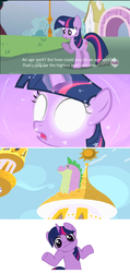 Size: 604x1270 | Tagged: safe, edit, edited screencap, screencap, spike, twilight sparkle, g4, magic duel, my little pony: friendship is magic, the cutie mark chronicles, comic, cutie mark chronicles spike, female, filly, filly twilight sparkle, glowing eyes, hub logo, screencap comic, shrug, younger