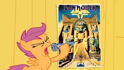 Size: 1280x720 | Tagged: safe, artist:doctorxfizzle, scootaloo, g4, iron maiden, metal