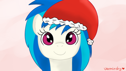 Size: 1920x1080 | Tagged: safe, artist:verminshy, dj pon-3, vinyl scratch, g4, christmas, hat