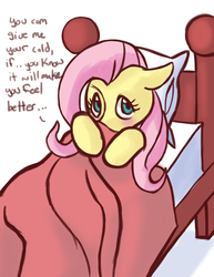 Size: 2550x3300 | Tagged: safe, artist:fauxsquared, fluttershy, g4, bed, blanket, blushing, cold, sick