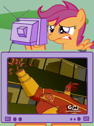 Size: 563x751 | Tagged: safe, scootaloo, pony, g4, drix, exploitable meme, meme, osmosis jones, ozzy and drix, tv meme