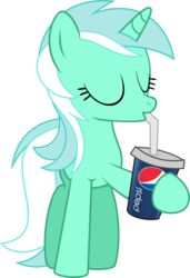 Size: 3222x4703 | Tagged: safe, lyra heartstrings, pony, unicorn, g4, drinking, female, mare, pepsi, product placement, simple background, soda, solo, transparent background, vector