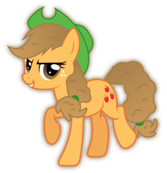 Size: 5013x5192 | Tagged: safe, artist:jennieoo, applejack, earth elemental, earth pony, elemental, pony, g4, absurd resolution, alternate eye color, brown eyes, element of earth, female, mane 6 elementals, mare, raised hoof, show accurate, simple background, solo, transparent background, vector
