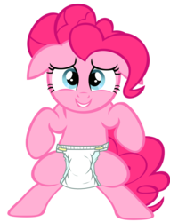 Size: 900x1181 | Tagged: dead source, safe, artist:cupcakescankill, edit, pinkie pie, earth pony, pony, g4, diaper, diaper edit, diaper fetish, female, fetish, mare, non-baby in diaper, simple background, small diaper, solo, transparent background, vector, white diaper