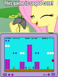 Size: 563x752 | Tagged: safe, fluttershy, pegasus, pony, g4, eversion, exploitable meme, female, fs doesn't know what she's getting into, gamershy, mare, meme, this will end in tears, tv meme