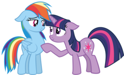 Size: 3783x2290 | Tagged: dead source, safe, artist:waranto, rainbow dash, twilight sparkle, pony, g4, duo, female, lesbian, ship:twidash, shipping, simple background, transparent background, vector