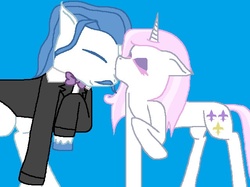 Size: 639x478 | Tagged: safe, artist:creamecream, fancypants, fleur-de-lis, pony, unicorn, g4, female, kissing, male, ms paint, ship:fancyfleur, shipping, straight