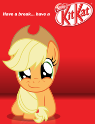 Size: 850x1100 | Tagged: safe, artist:adrianimpalamata, applejack, g4, adventure in the comments, candy, chocolate, kit kat, solo
