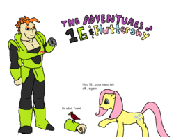 Size: 732x580 | Tagged: safe, artist:androidar, fluttershy, g4, android 16, dragon ball, dragon ball z