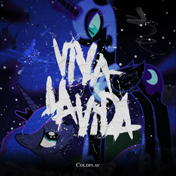 Size: 800x800 | Tagged: safe, artist:adrianimpalamata, nightmare moon, princess luna, alicorn, pony, g4, album cover, coldplay, female, mare, self paradox, self ponidox, text, viva la vida