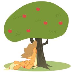 Size: 1800x1800 | Tagged: safe, artist:aoshistark, applejack, g4, sleeping, tree