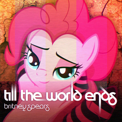 Size: 800x800 | Tagged: safe, artist:adrianimpalamata, artist:illuminatiums, pinkie pie, earth pony, pony, g4, album cover, bedroom eyes, britney spears, clothes, female, socks, song reference, striped socks, till the world ends