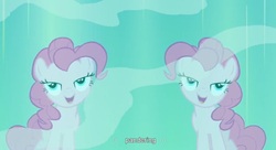 Size: 1575x857 | Tagged: safe, screencap, pinkie pie, g4, too many pinkie pies, bedroom eyes, duo, pandering, youtube caption, youtube link