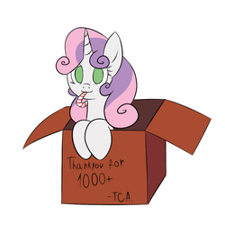 Size: 1024x1024 | Tagged: safe, artist:tails-doll-lover, sweetie belle, g4, candy cane, cardboard box, teenage crusaders answers, teenager, tumblr