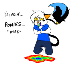 Size: 625x567 | Tagged: safe, artist:metal-kitty, oc, oc only, oc:metal-kitty, barely pony related, furry, non-mlp oc, puking rainbows, vomit