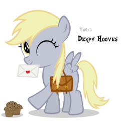 Size: 4225x4245 | Tagged: safe, artist:blackm3sh, derpy hooves, g4, absurd resolution, filly, mail, muffin