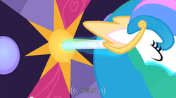 Size: 640x355 | Tagged: safe, edit, edited screencap, screencap, princess celestia, pony, g4, the return of harmony, caption, eyes closed, out of context, text, youtube caption