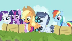 Size: 1280x720 | Tagged: safe, artist:capnpea, edit, applejack, rainbow dash, rarity, shady daze, twilight sparkle, g4, one bad apple, camera