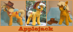 Size: 900x402 | Tagged: safe, artist:krumm33, applejack, earth pony, pony, g4, irl, photo, plushie, solo