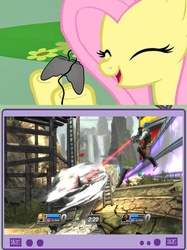 Size: 2000x2673 | Tagged: safe, fluttershy, pony, g4, emmet graves, exploitable meme, gravity rush, kat, meme, playstation all-stars battle royale, starhawk, tv meme, wipeout