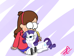 Size: 800x600 | Tagged: safe, rarity, g4, brushing, crossover, cute, gravity falls, mabel pines, male