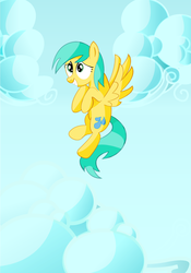 Size: 1280x1830 | Tagged: safe, artist:miroslav46, sunshower raindrops, pegasus, pony, g4, cloud, female, flying, mare, solo