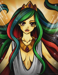 Size: 2480x3216 | Tagged: safe, artist:christinies, princess celestia, human, g4, female, humanized, solo