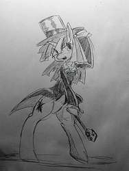 Size: 768x1024 | Tagged: safe, artist:black dog, twilight sparkle, g4, clothes, hat, monochrome, top hat