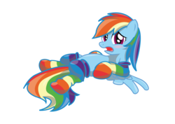 Size: 2526x1785 | Tagged: safe, artist:varijani, rainbow dash, pony, g4, clothes, female, on back, rainbow socks, simple background, socks, solo, striped socks, transparent background, vector
