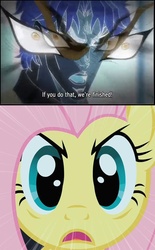 Size: 640x1030 | Tagged: safe, edit, edited screencap, screencap, fluttershy, g4, stare master, dio brando, jojo's bizarre adventure, stare, the stare