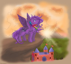 Size: 941x849 | Tagged: safe, artist:thiscrispykat, oc, oc only, pony, cliff, solo