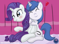 Size: 2698x2025 | Tagged: safe, artist:template93, rarity, oc, oc:cereal velocity, g4, hape, hug