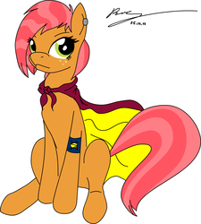 Size: 1776x1976 | Tagged: safe, artist:omegathedragon, babs seed, earth pony, pony, g4, cape, clothes, female, mare, older, older babs seed, simple background, sitting, solo, white background