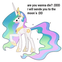 Size: 900x900 | Tagged: safe, princess celestia, g4, spurdo spärde, text, to the moon