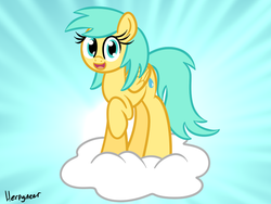 Size: 800x600 | Tagged: safe, artist:terton, sunshower raindrops, pony, g4, cloud, solo