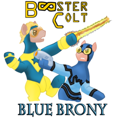 Size: 1200x1257 | Tagged: safe, artist:androidar, artist:f0xism, blue beetle, booster gold, dc comics, ted kord