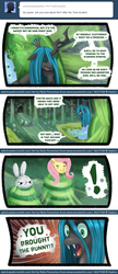 Size: 684x1590 | Tagged: safe, angel bunny, fluttershy, queen chrysalis, g4, ask, askchrysalis, egg, tumblr