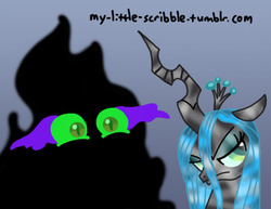 Size: 792x612 | Tagged: safe, artist:scribble, king sombra, queen chrysalis, umbrum, g4, 30 minute art challenge, crystallized, female, male, ship:chrysombra, shipping, straight