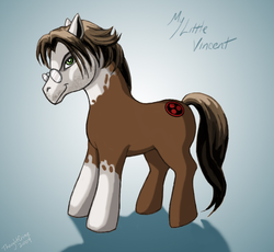 Size: 727x670 | Tagged: safe, artist:tooserious, glasses, konami, ponified, silent hill, vincent smith