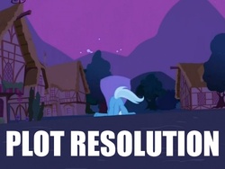 Size: 500x375 | Tagged: safe, edit, edited screencap, screencap, trixie, pony, g4, magic duel, butt, caption, face down ass up, female, mare, plot, pun, text, tripsie