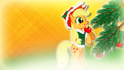 Size: 1920x1080 | Tagged: safe, artist:rainbowdashyy, artist:saber-scorpion, applejack, g4, christmas, wallpaper