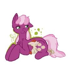 Size: 361x321 | Tagged: safe, artist:flow3r-child, cheerilee, twist, earth pony, pony, g4, duo, female, filly, foal, headcanon, mare, mother, mother and daughter, prone, simple background, white background