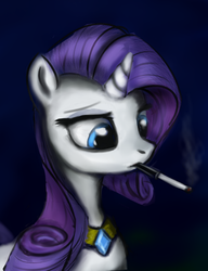 Size: 466x606 | Tagged: safe, artist:mindlesshead, rarity, pony, g4, cigarette, cigarette holder, element of generosity, necklace, smoking, solo