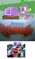 Size: 564x954 | Tagged: safe, spike, human, g4, exploitable meme, juuden sentai kyoryuranger, meme, super sentai, tv meme