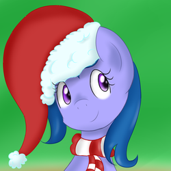 Size: 500x500 | Tagged: safe, artist:freefraq, oc, oc only, oc:shiny slime, earth pony, pony, christmas, hat, santa hat, solo, species swap, tumblr